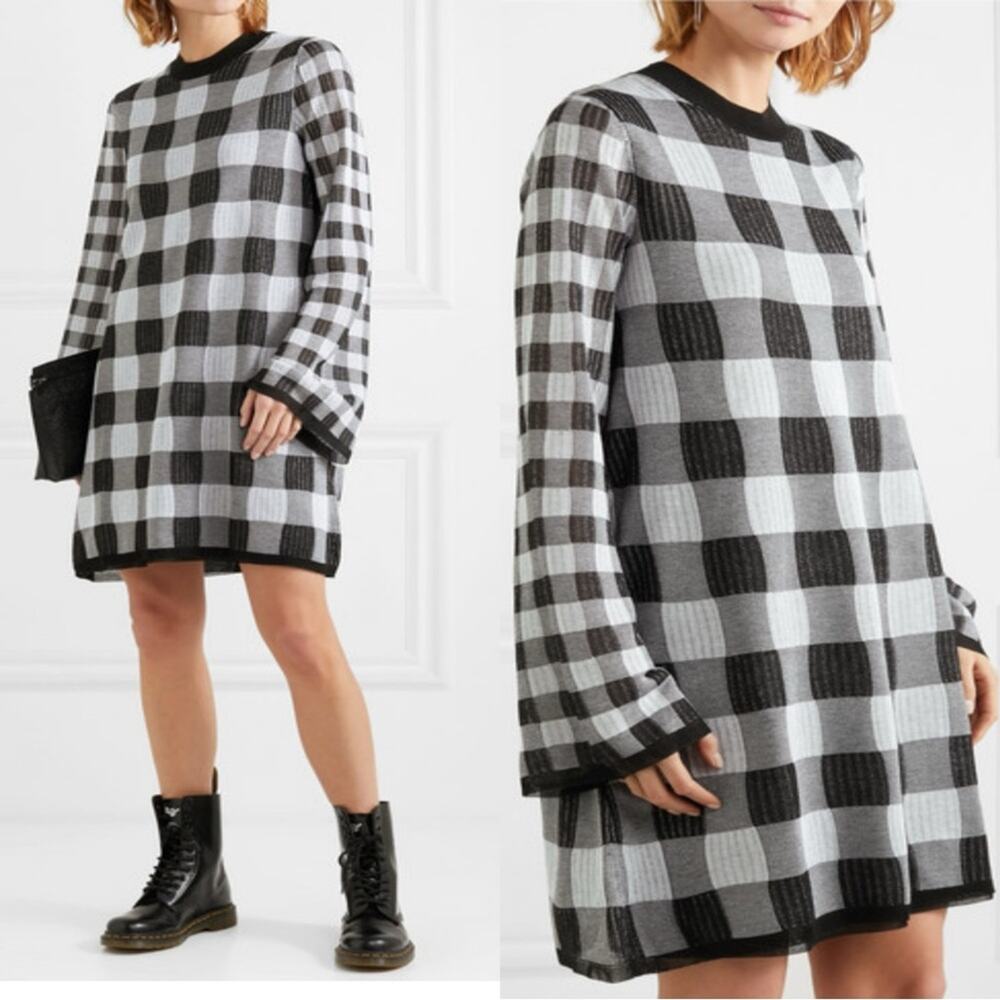 McQ Alexander McQueen Checked Knitted Mini Dress
